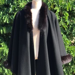 Nina Austin Cape with Faux Fur Trim